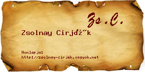 Zsolnay Cirjék névjegykártya